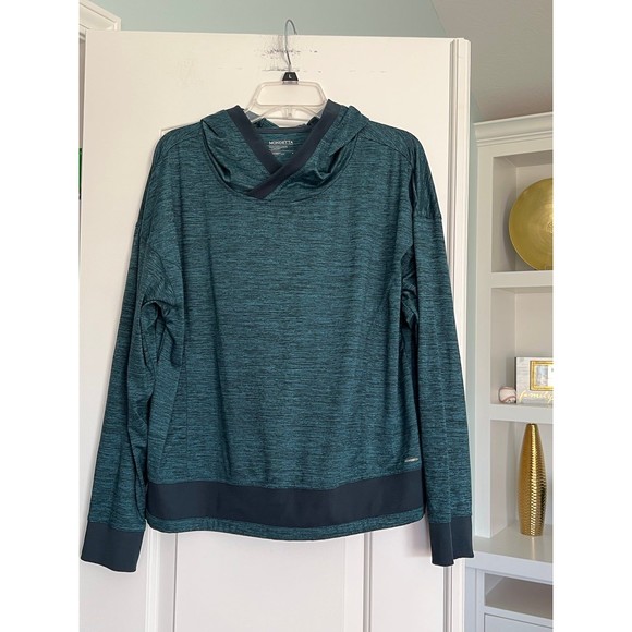 Mondetta Performance Luxury Pullover Women Size‎ Large Marled Green Hooded - Picture 1 of 7